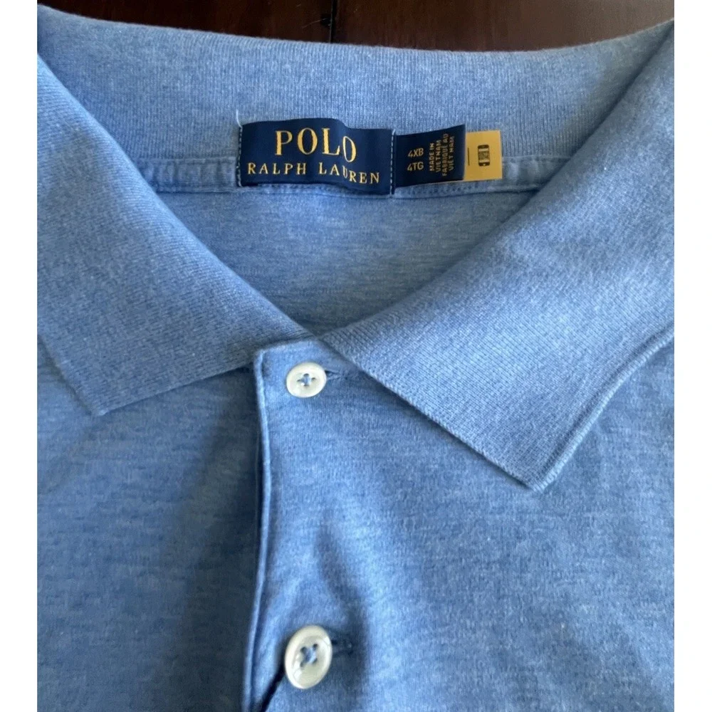 Polo Ralph Lauren Polo Shirt Mens 4XB Blue Big And Tall Flesh Pony Cotton‎